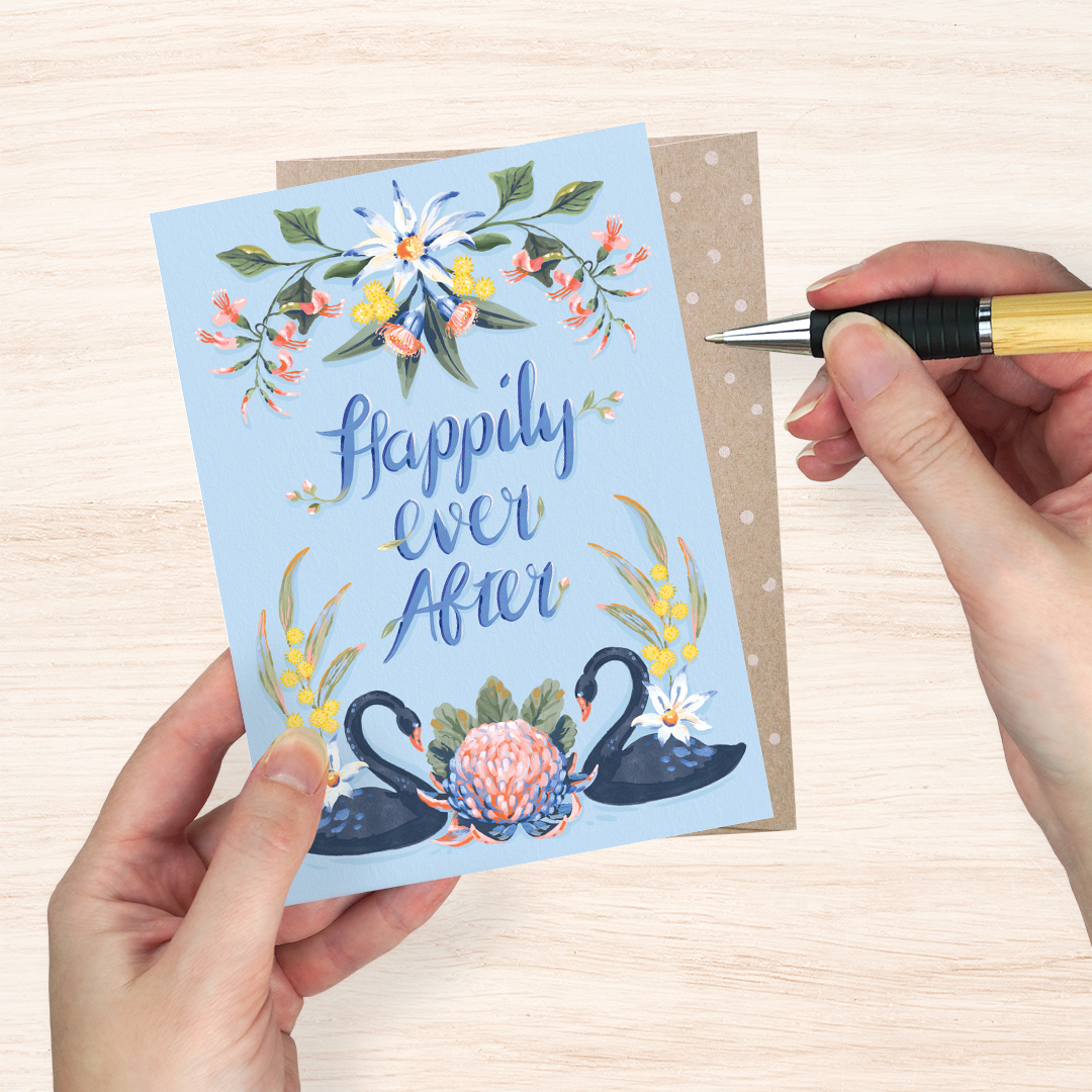 Greeting Card - Ever After Swans