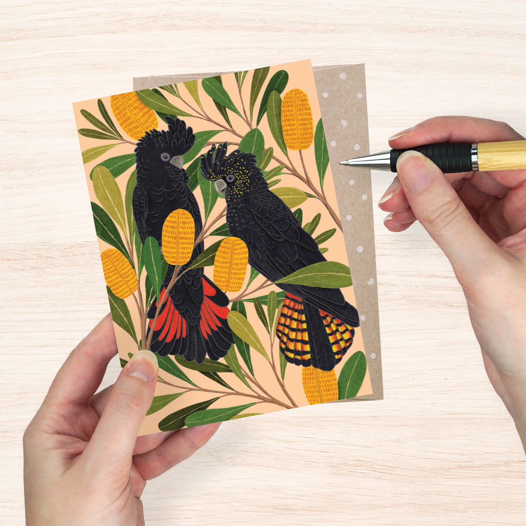 Greeting Card - Cockatoos & Banksia