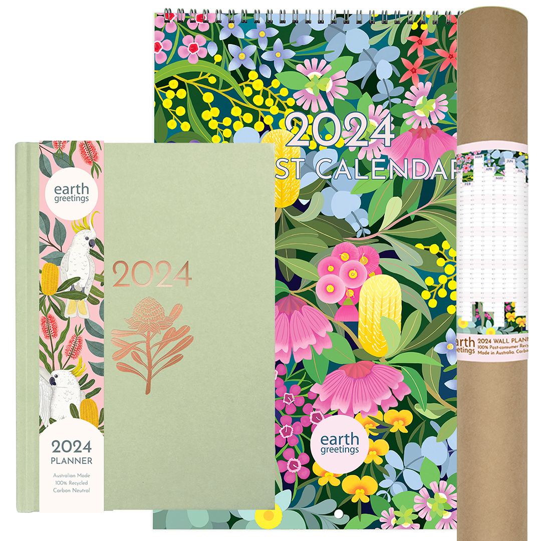 2024 Planner + Calendar + Wall Planner Bundle - Eucalyptus