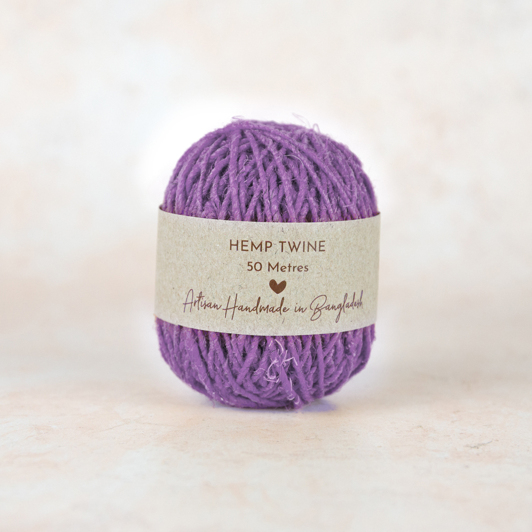 Fair Trade Handspun Hemp Twine - Lavender 50m