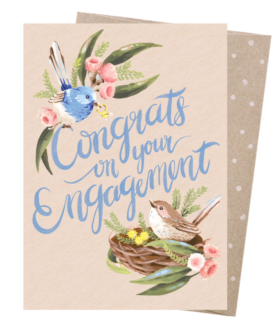 Greeting Card - Engagement Wrens