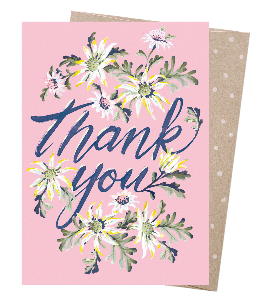 Greeting Card - Thank You Flannel Flowers