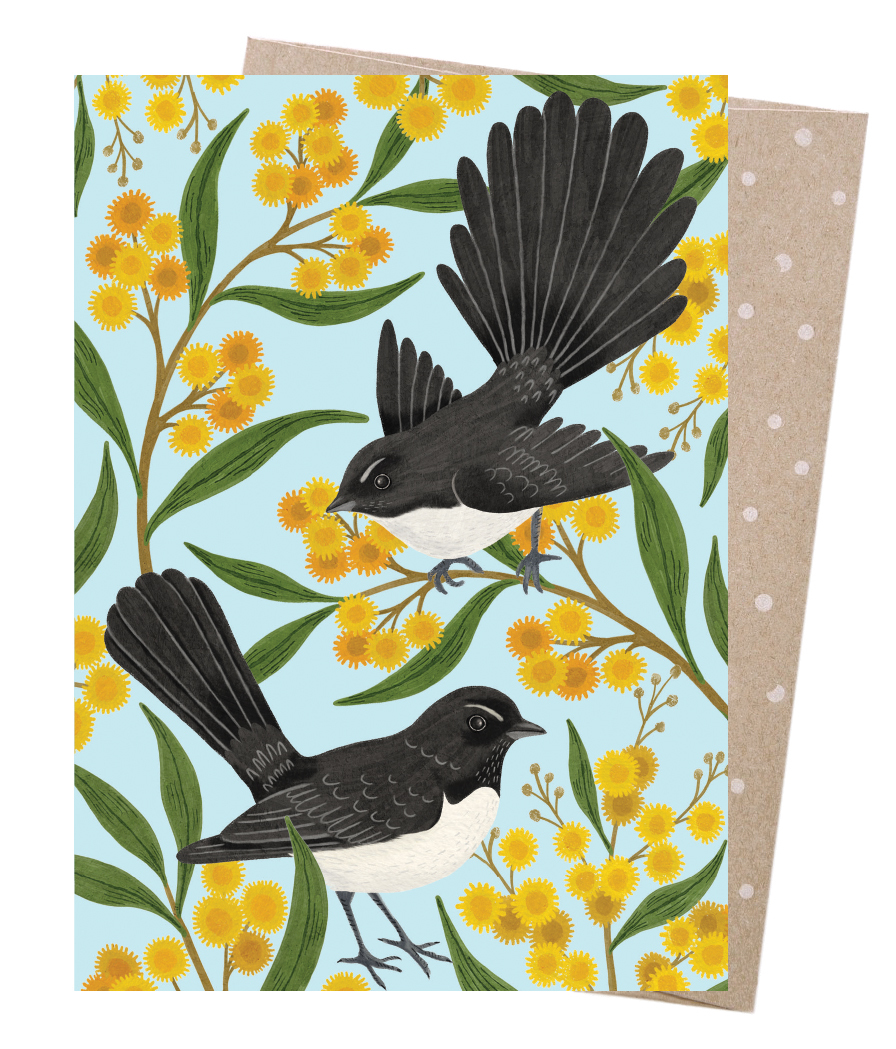 Greeting Card - Wagtails & Wattle
