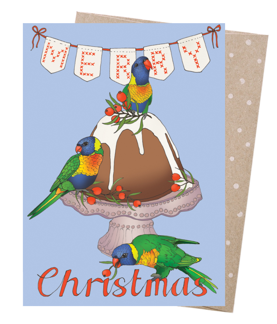 Christmas Card - Merry Lorikeets