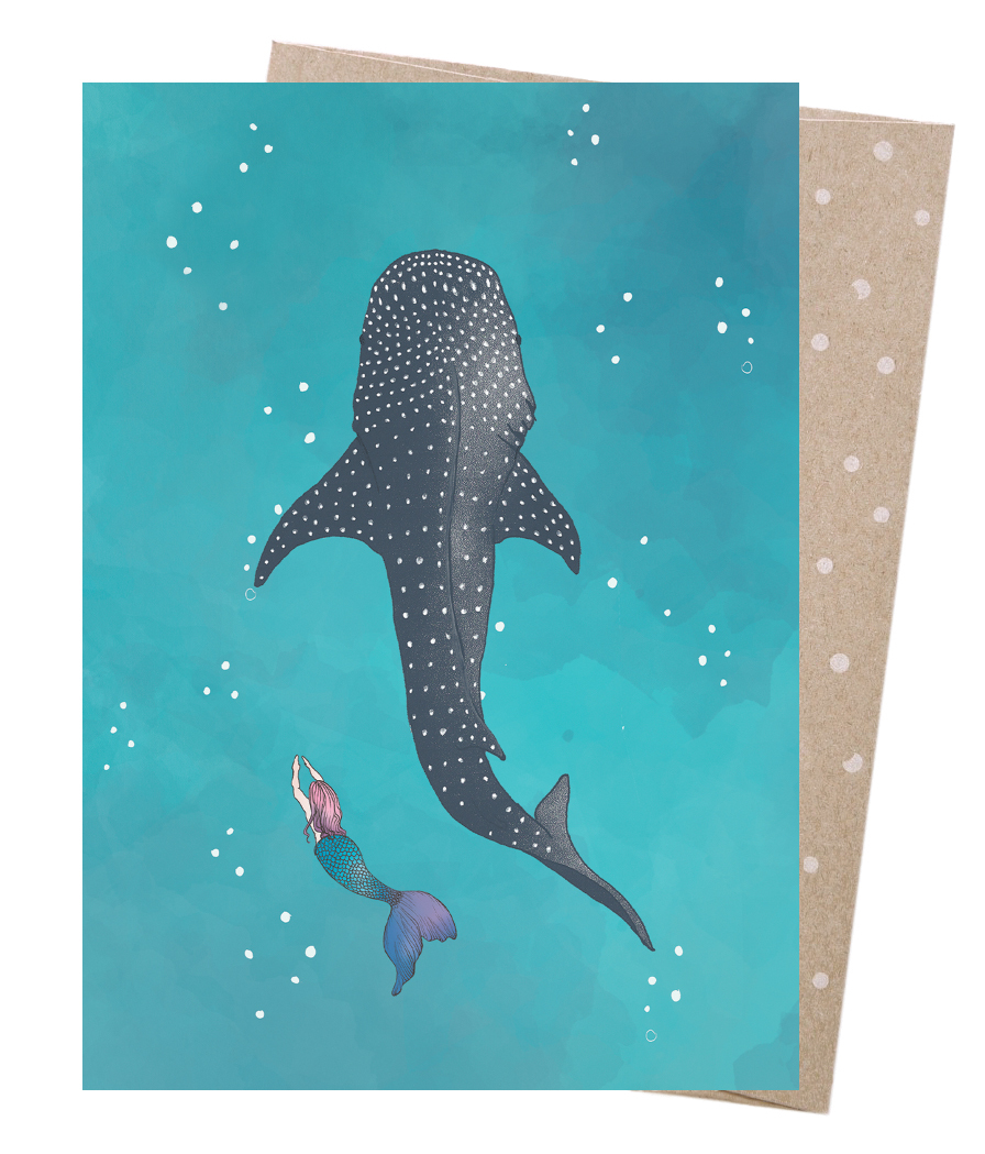 Greeting Card - Whaleshark & Mermaid