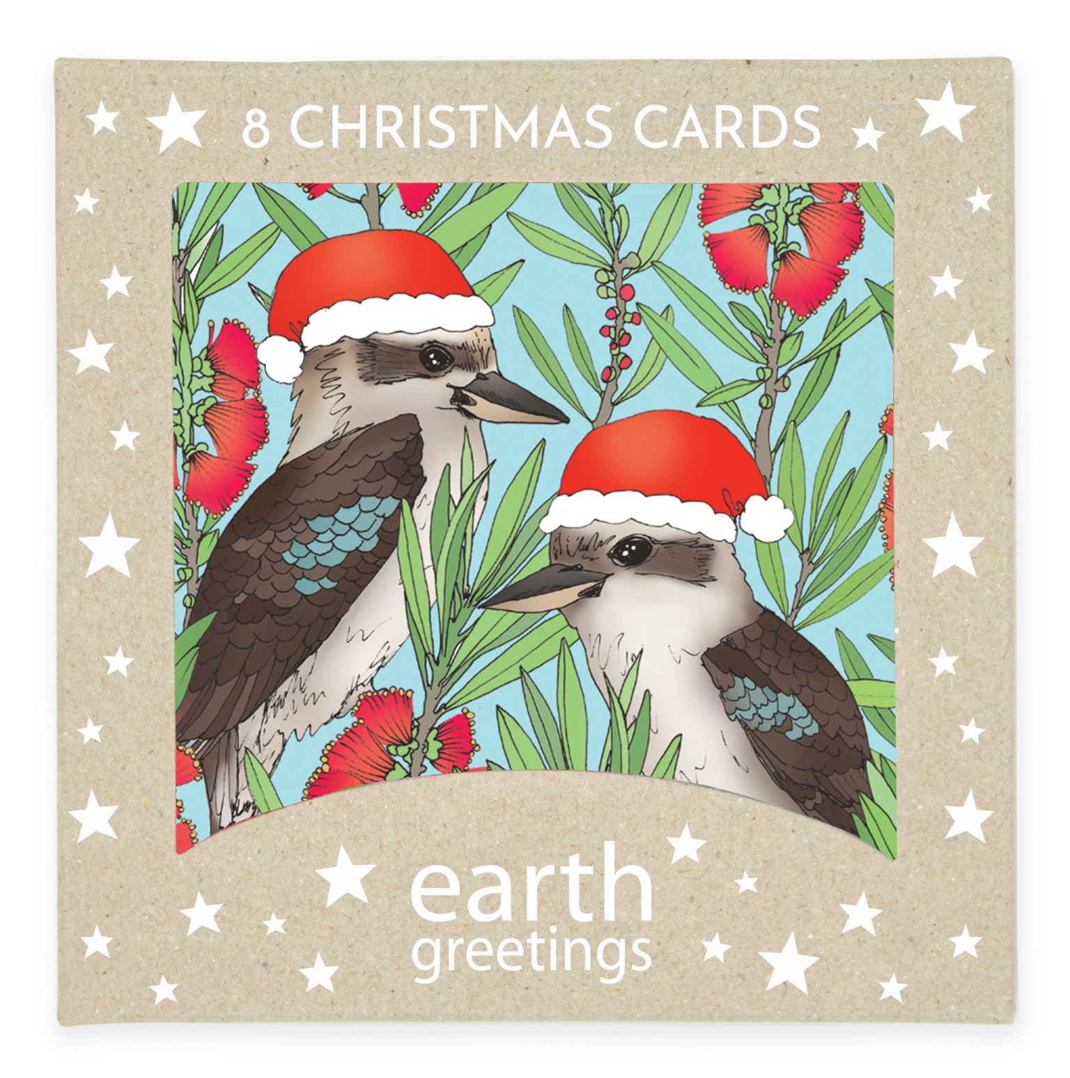 Boxed Christmas Cards (Square) - Jolly Kookaburras 
