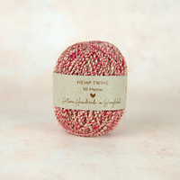 Fair Trade Handspun Hemp Twine - Red and Natural 50m