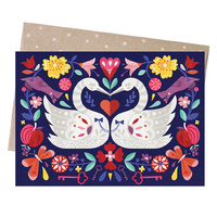 Greeting Card - Swans Embrace