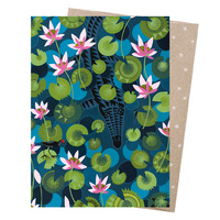 Greeting Card - Croc Amongst The Lilies 