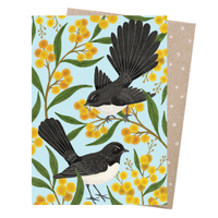 Greeting Card - Wagtails & Wattle