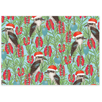 Folded Christmas Wrapping Paper - Jolly Kookaburras 