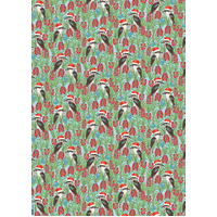 Flat Christmas Wrapping Paper - Jolly Kookaburras 