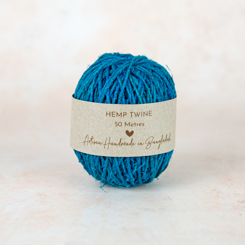 Fair Trade Handspun Hemp Twine - Turquoise 50m