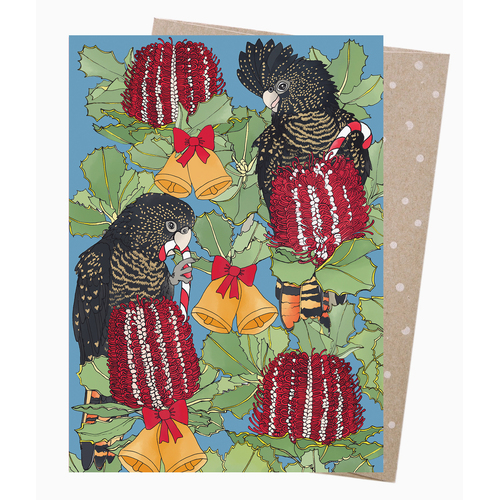 Christmas Card - Red Tails & Bells 